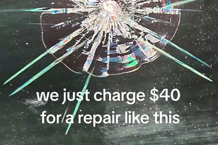 Big rock chip repair Houston $40 15 min before after photo at Clint's Glass 2107 Richmond Ave - big chip before after