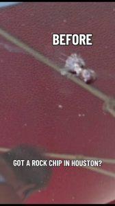 Houston rock chip repair $40 15 min before after proof photo at Clint's Glass 2107 Richmond Ave - before after proof