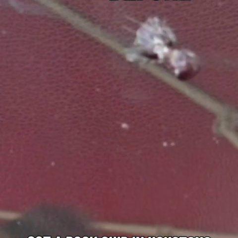 Houston rock chip repair $40 15 min before after proof photo at Clint's Glass 2107 Richmond Ave - before after proof