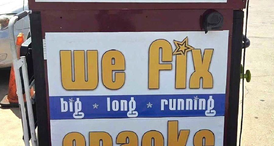Windshield rock chip repair cart sign we fix big long running cracks Houston